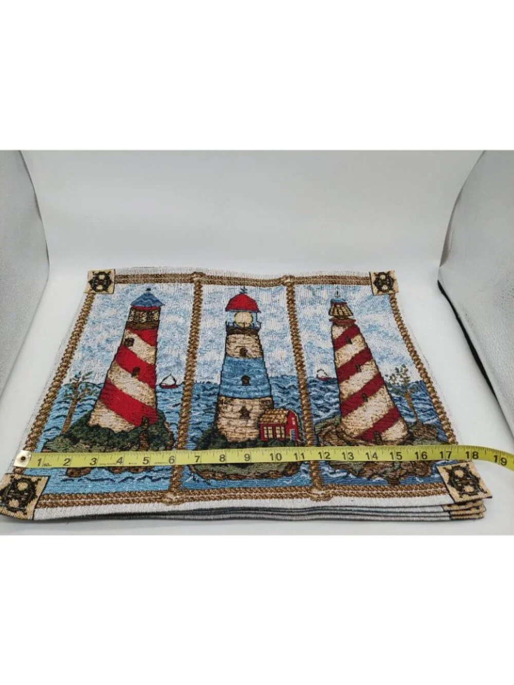 Lighthouses Tapestry Placemats 13”x 18” Blue Nautical Theme Set Of 4